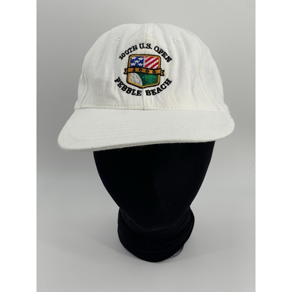 VTG US Open White Strap Back Hat - 100th Pebble Beach 2000 Golf Legendary USA